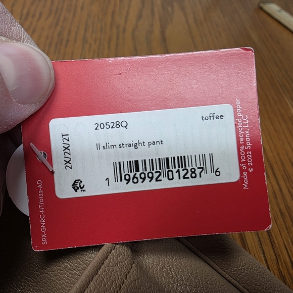 NWT Spanx Slim Straight Pant Petite Plus Size 2X In Toffee Faux Leather - Picture 6 of 11